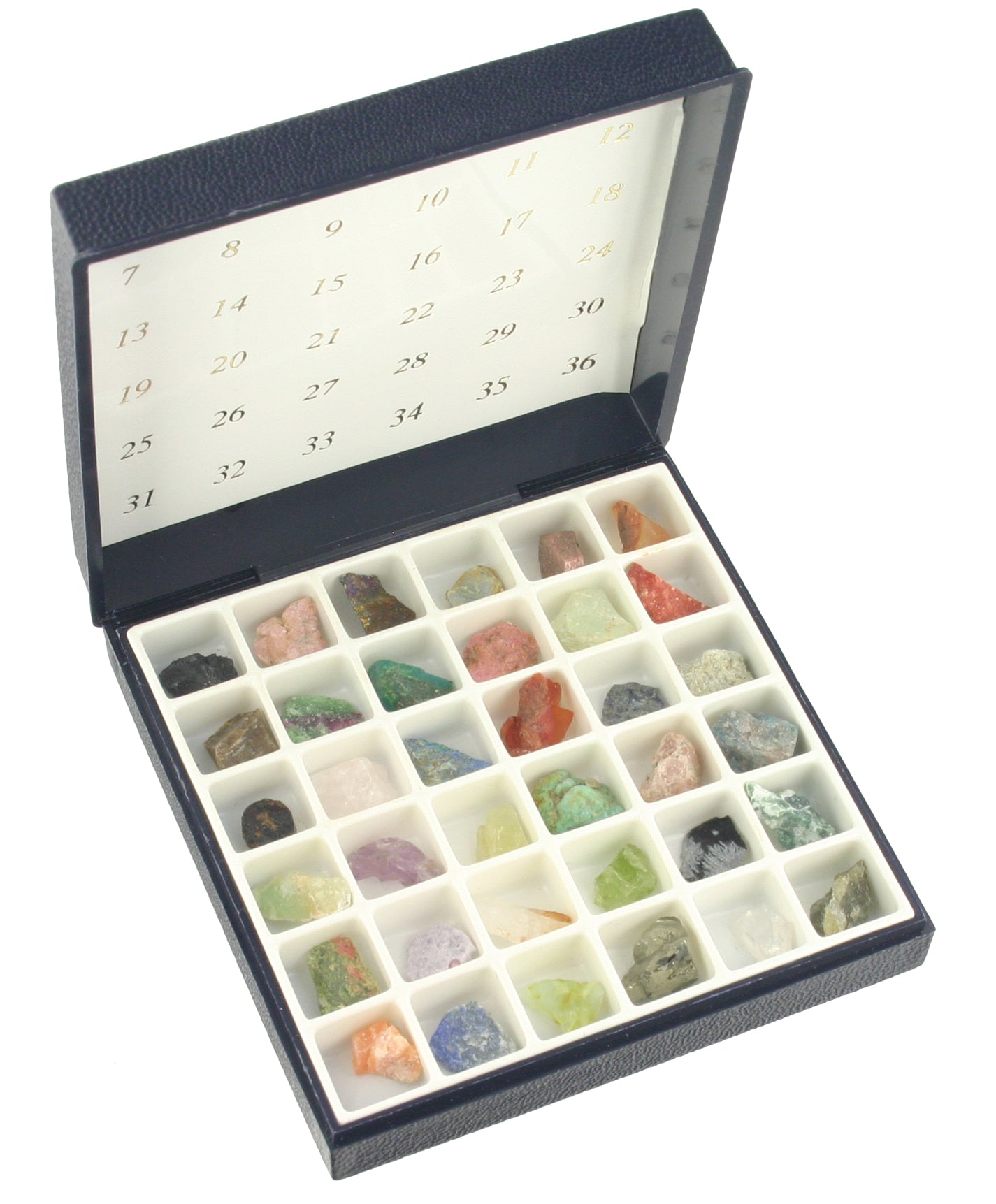 Etui 8 x 8 cm mit 36 Mineralien