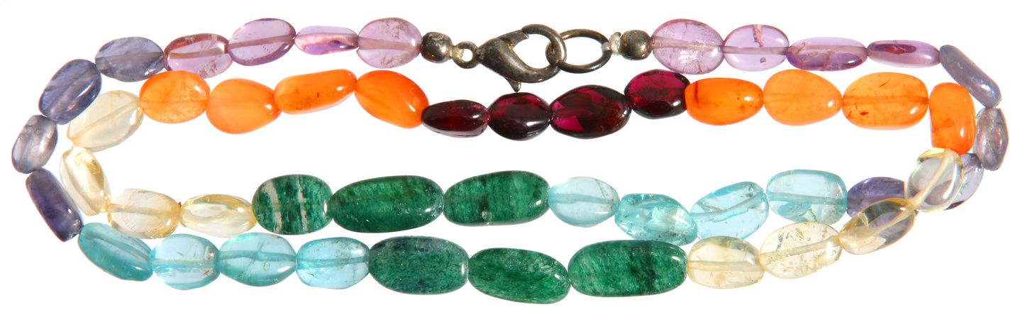 Chakrafarben Kette oval 40 cm