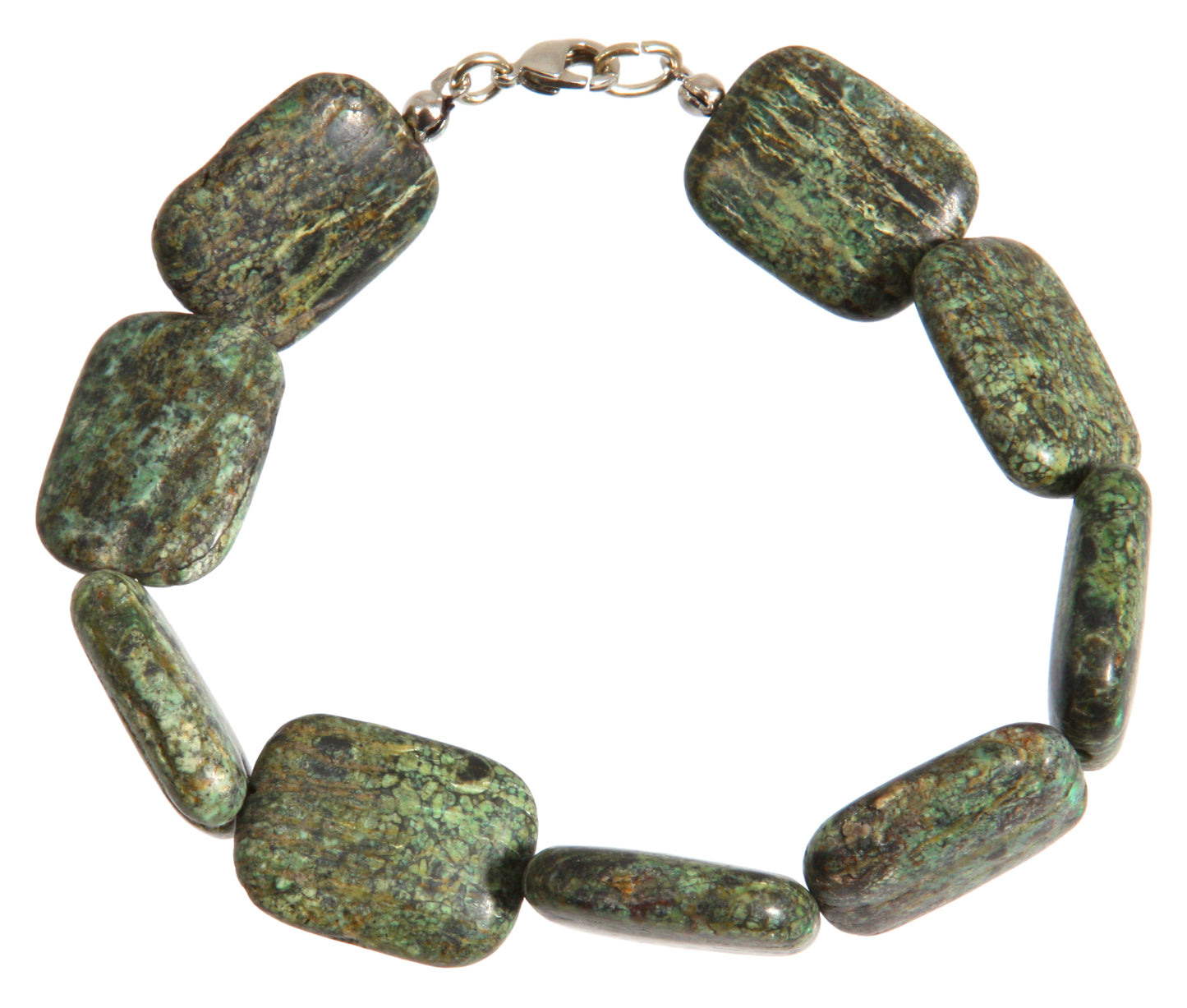 Silberaugen-Serpentin Armb. rechteckig 15x20 mm