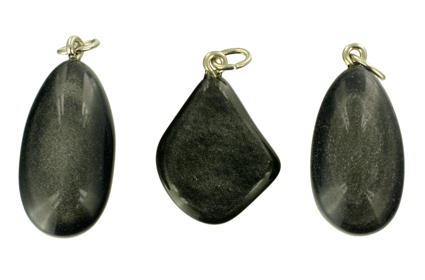 Obsidian mit Silberschimmer Trommelsteinanhänger