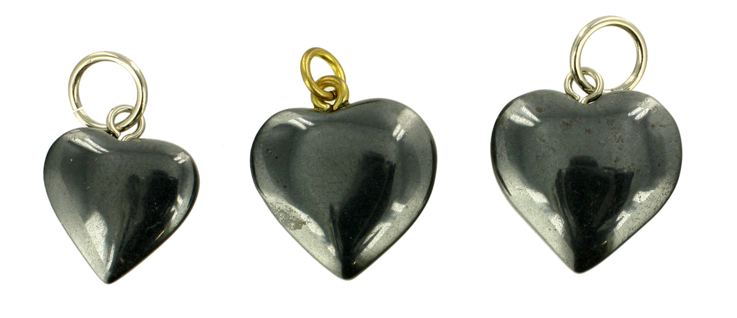 Hämatit-Magnetit Herzanhänger ca. 10 mm
