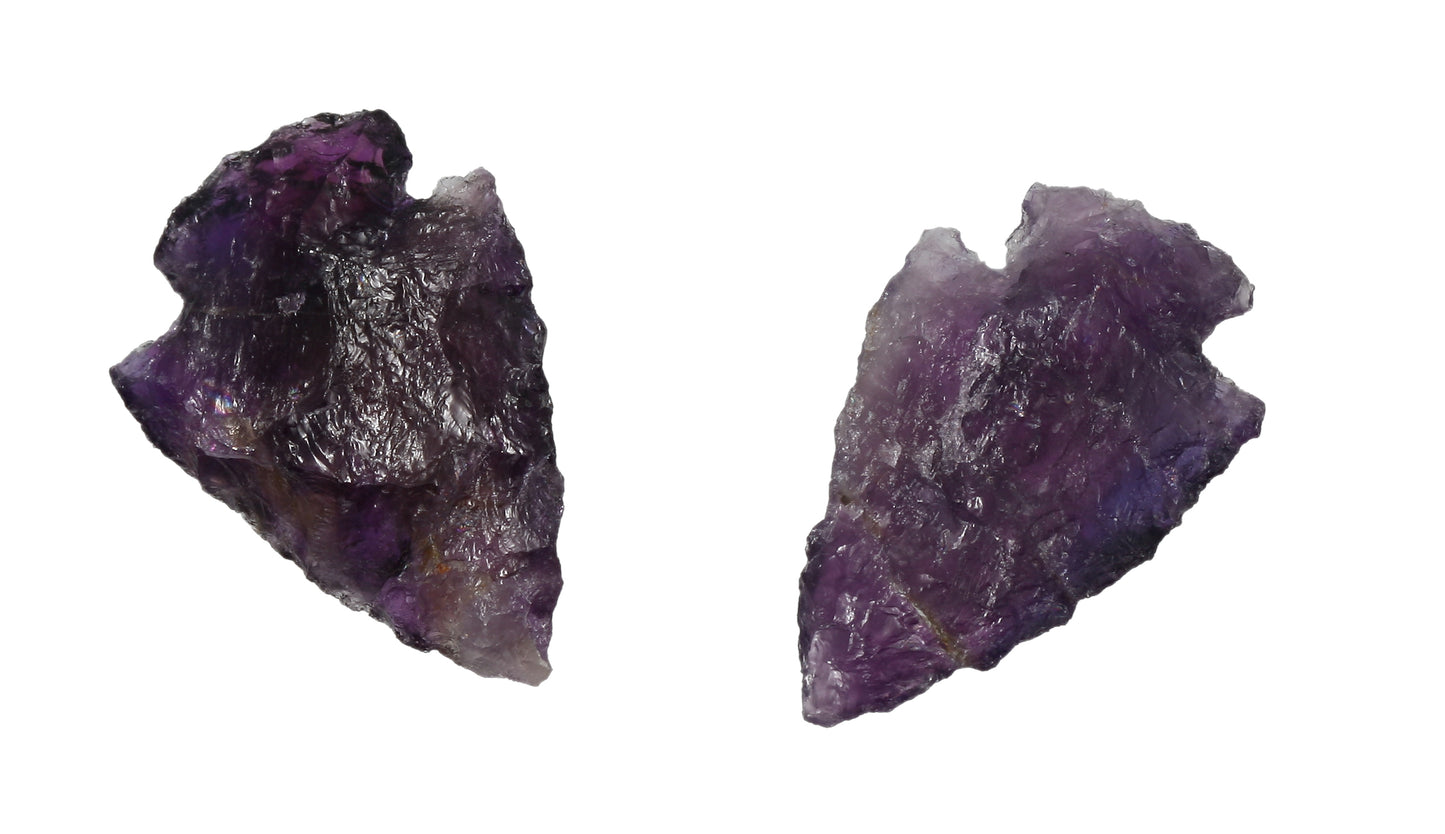 Amethyst Pfeilspitze Rohstein gekerbt für Lederband