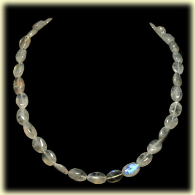 Labradorit weiß Kette oval 40 cm