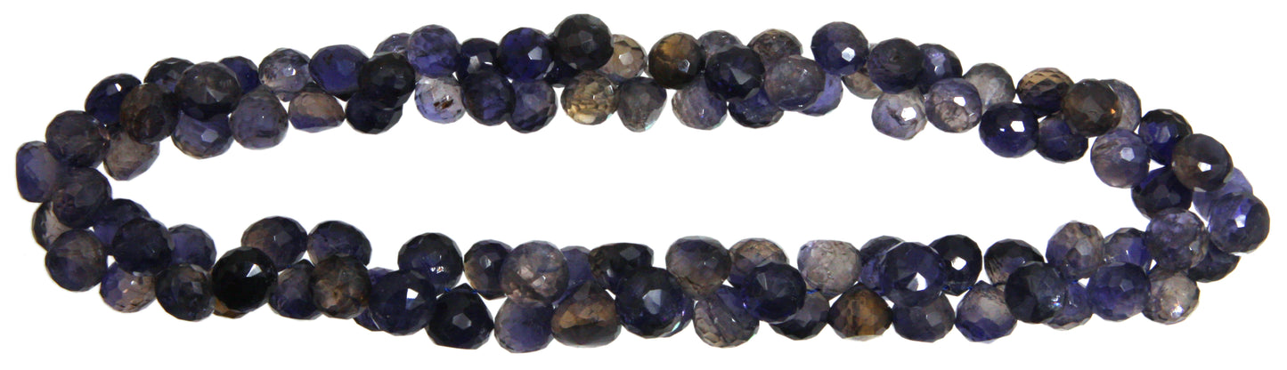 Iolith Kette Tropfen facettiert dreifach 40cm