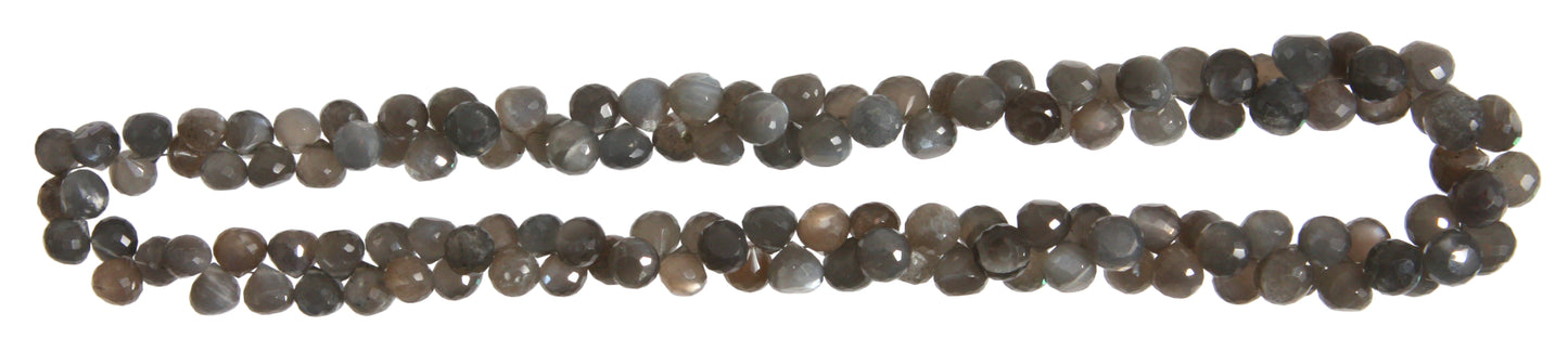 Mondstein dunkel Kette facettiert rund dreifach 40 cm