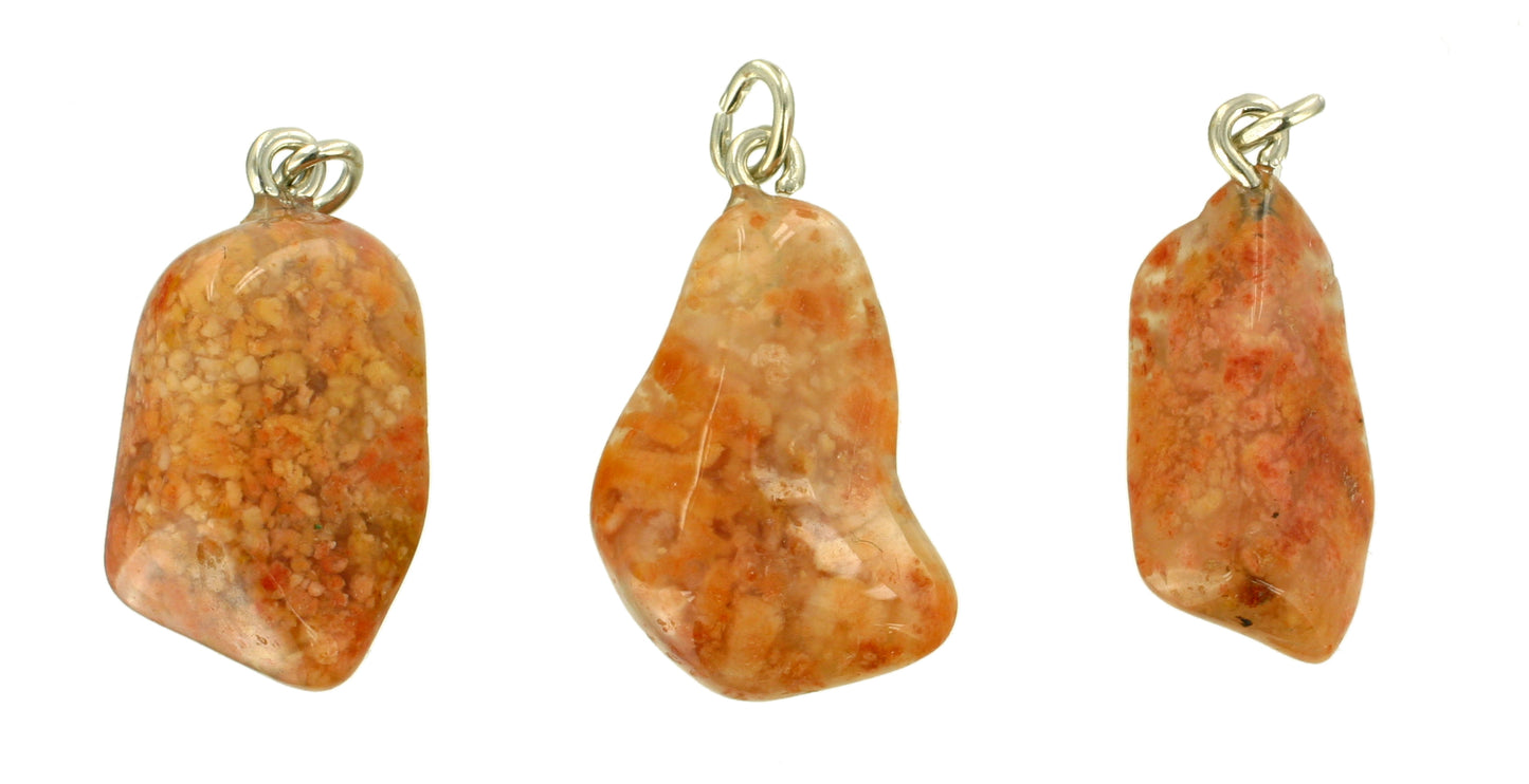 Moosachat orange Trommelsteinanhänger