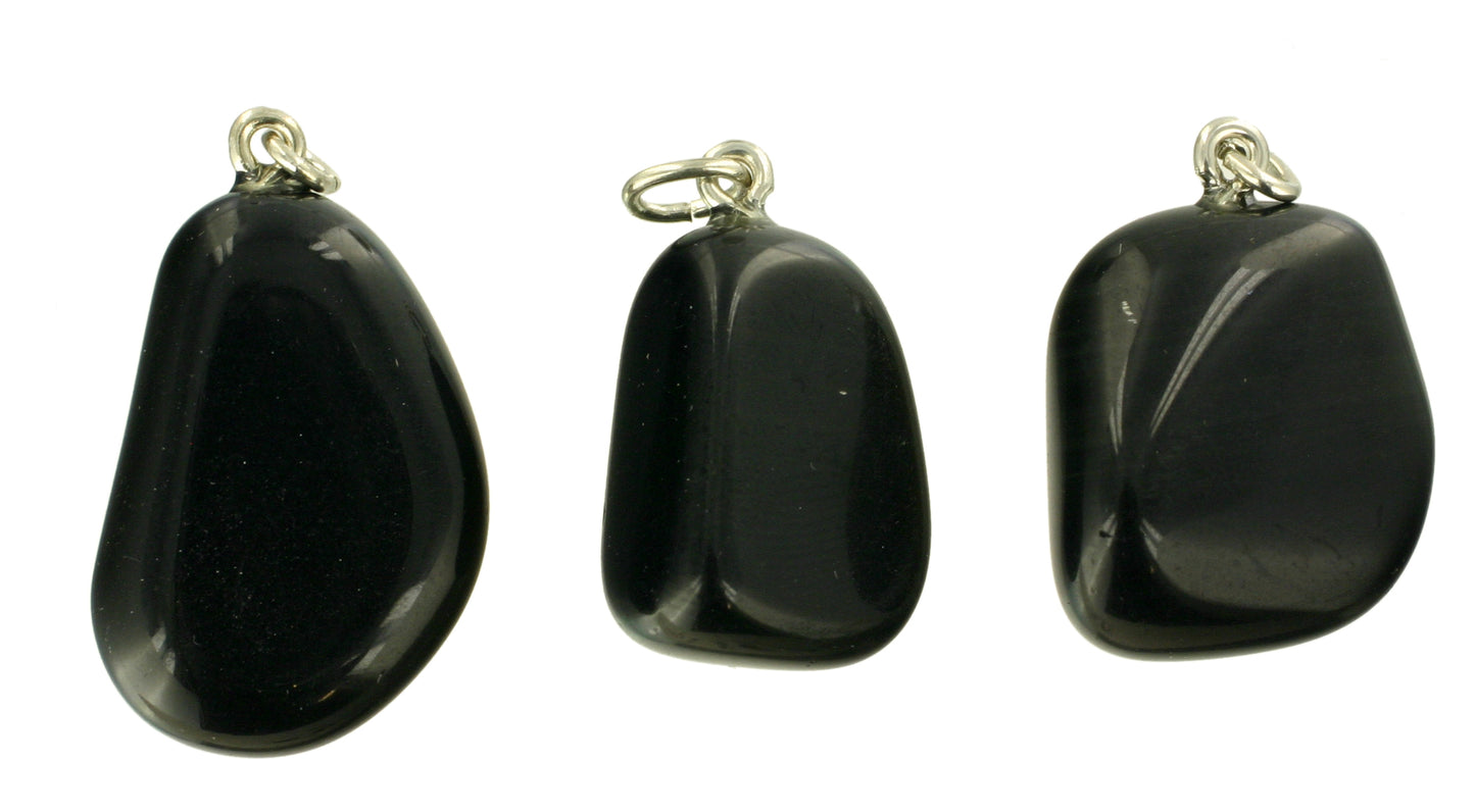 Obsidian schwarz Trommelsteinanhänger