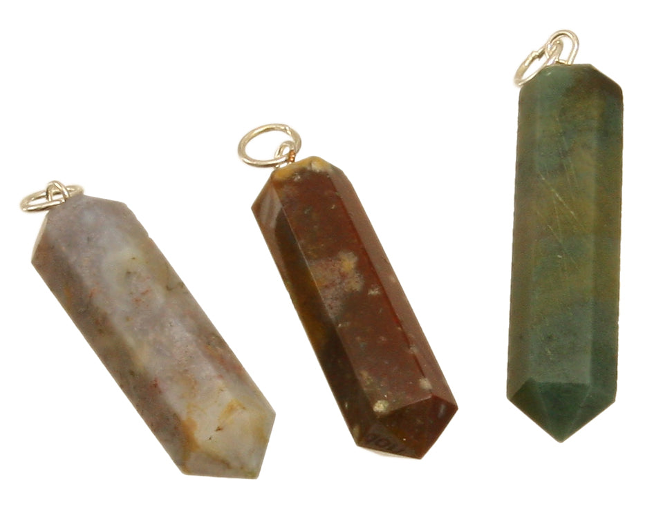Buntchalcedon Anhänger Kristallform ca. 8 x 30 mm