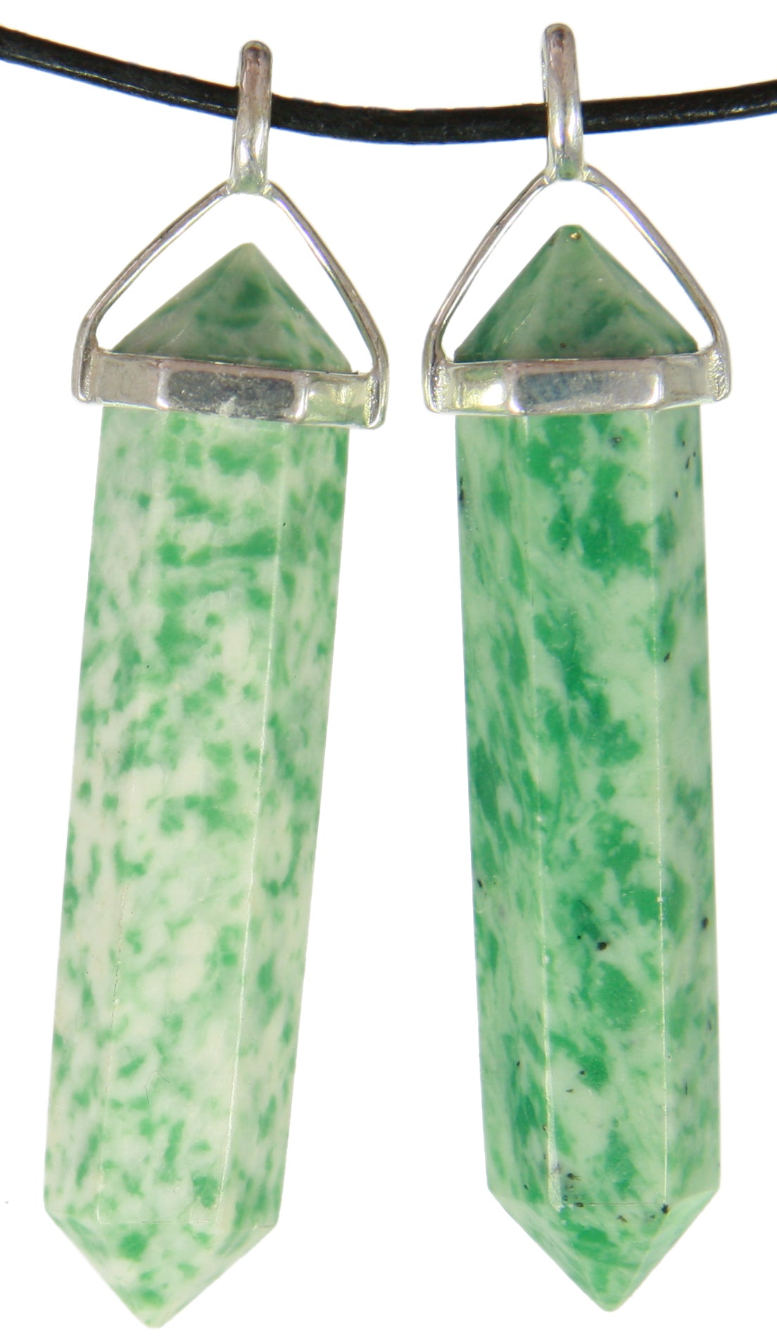 Magnesit grün natur Anhänger 10 x 50 mm Kristallform