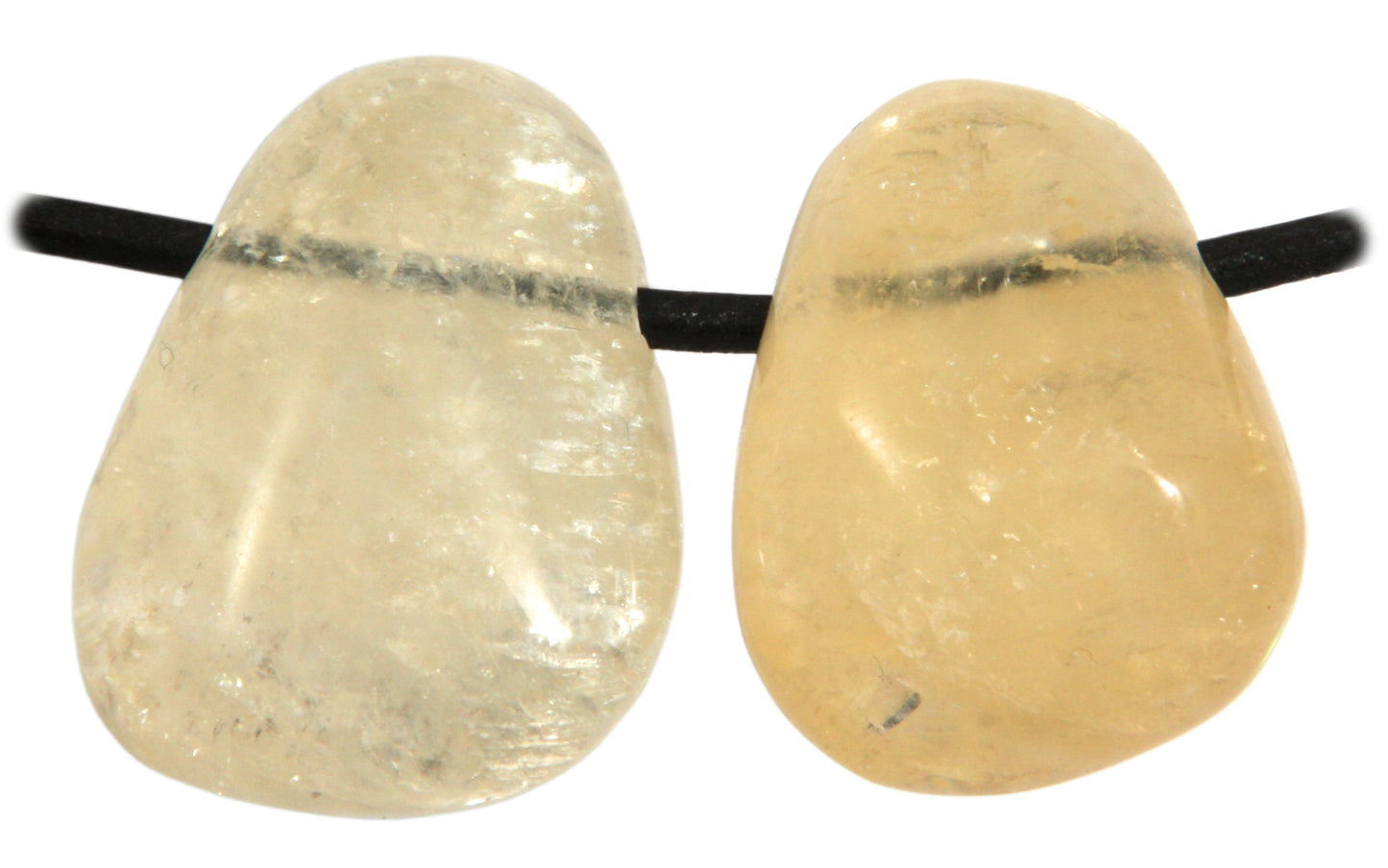 Calcit gelb transparent Tropfen durchbohrt