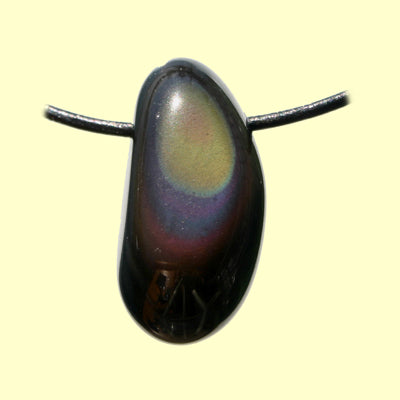 Obsidian Regenbogen Trommelstein durchbohrt