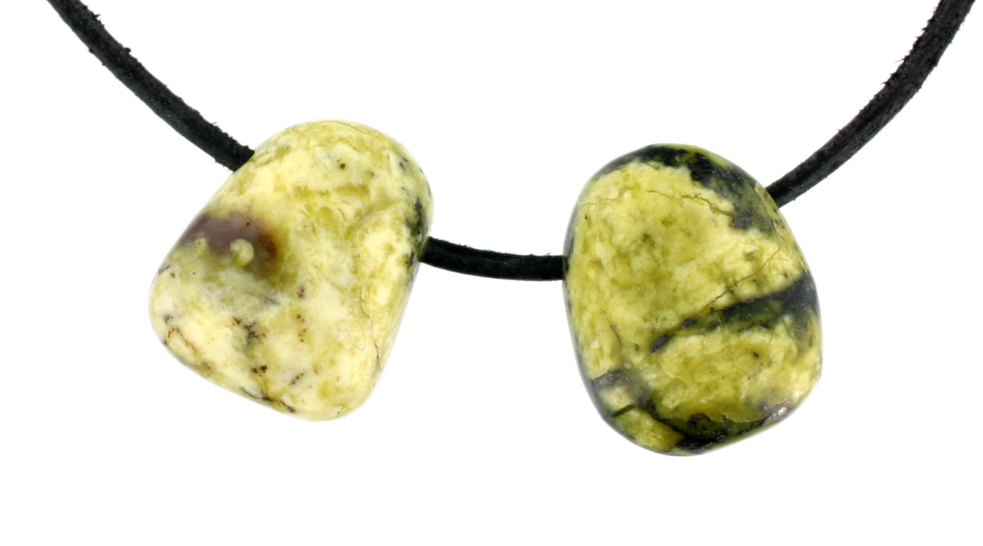 Serpentin gelb (Chyta) Trommelstein durchbohrt