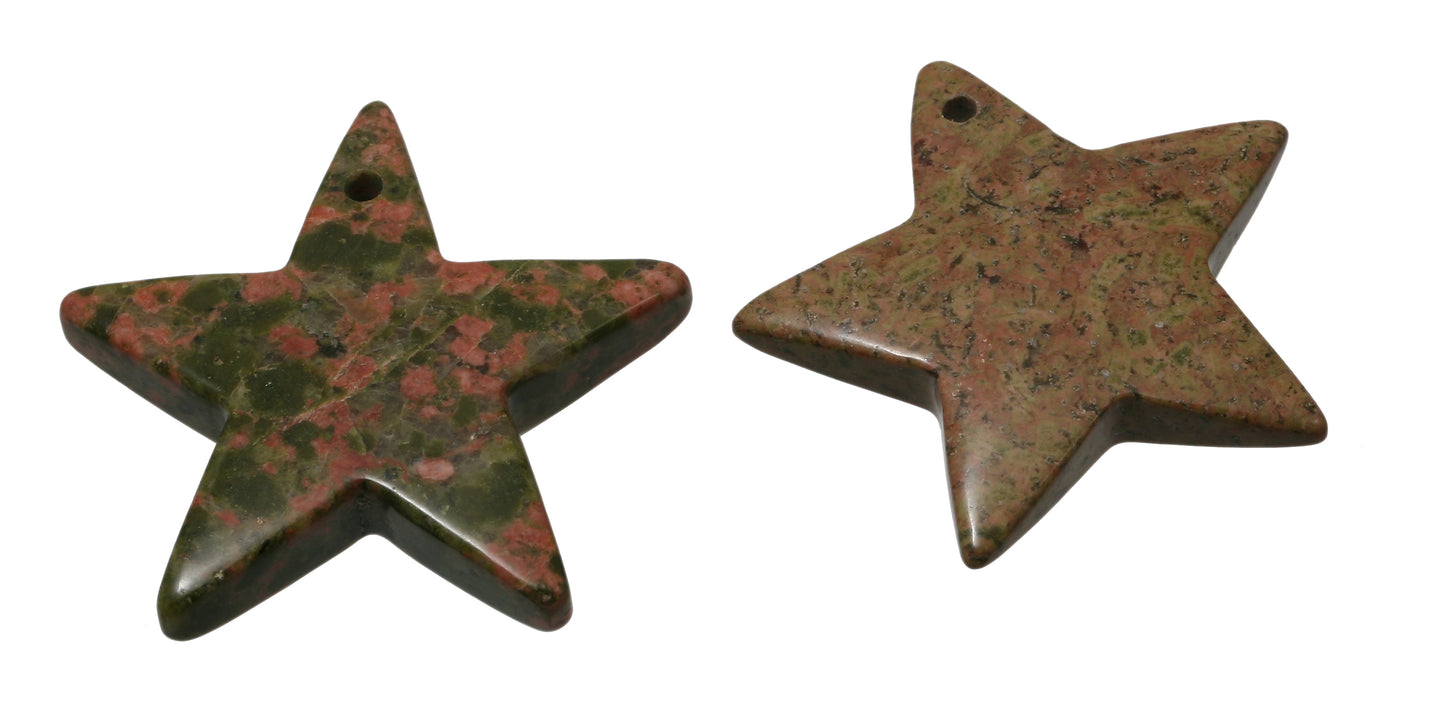 Unakit (Epidot) Stern Anhänger 1mm Bohrung